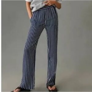 Kule The Silk Lido Striped Pants in Navy & Cream - Size XS